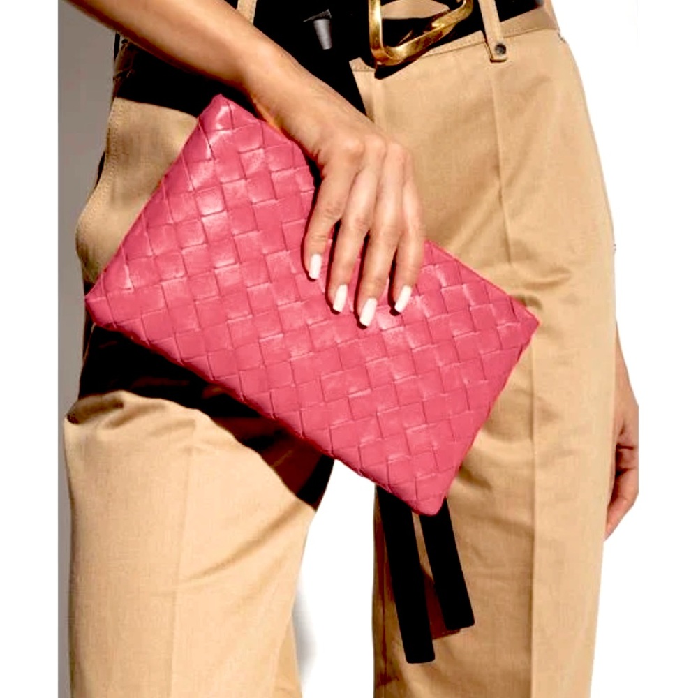 Bottega Veneta Pink Leather Clutch